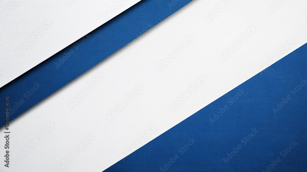 Poster A minimalist design showcases a blend of white and blue tones with a flat fabric texture. The diagonal shapes create a visually appealing layout perfect for mobile screens, emphasizing simplicity
