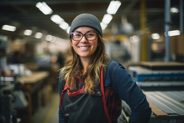 Portrait of a female worker in mechanical factory