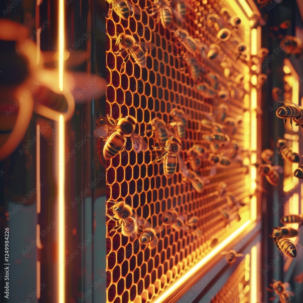 Poster innovative beehive with robotic temperature control technology enhances hive environment for bees