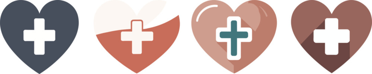 Obraz premium Heart Cross Medical Icons vector logo