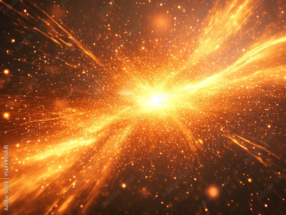 Poster explosive burst of light and energy creating dynamic patterns in a cosmic environment