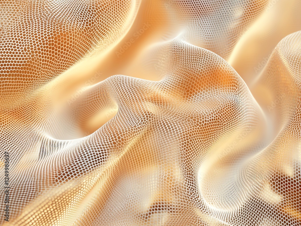 Poster captivating textures of golden fabric in soft flowing patterns under bright light