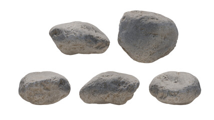 rock riverstone isolated on transparant background. 3d rendering