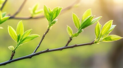 Obraz premium Delicate willow branches in fresh green, soft morning light, serene and minimalist Qingming Festival scene