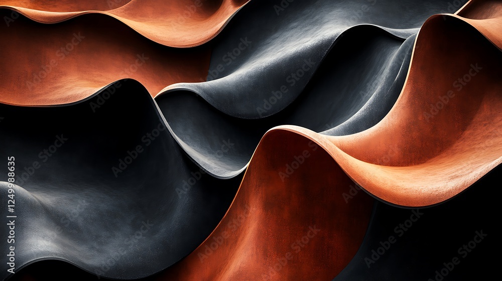 Wall mural Abstract orange and black waves