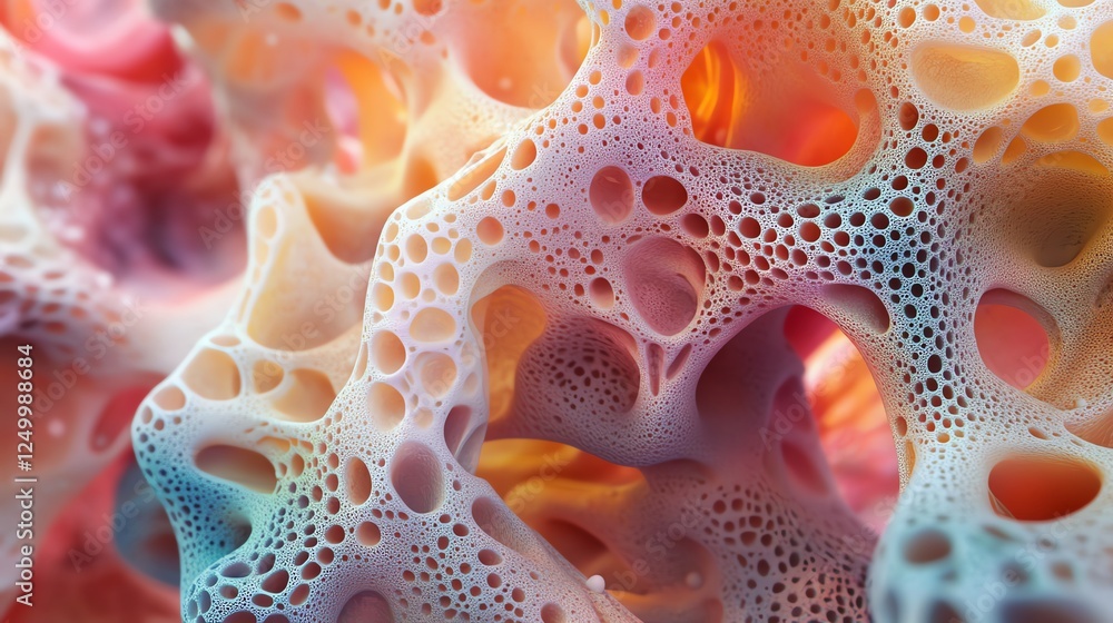 Poster abstract colorful texture resembling organic structures illuminated by warm light during a creative 