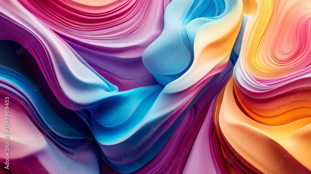 Poster colorful abstract wave patterns in a blend of vibrant hues creating an artistic visual experience