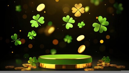 St patrick s day theme background with clovers and coins