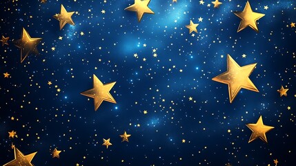 Fototapeta premium Golden stars night sky digital art, background use