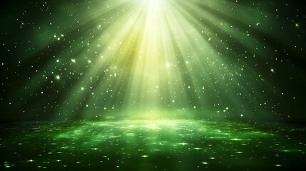 Naklejka premium Green stage lights shining down