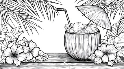 Tropical Coconut Drink on Beach