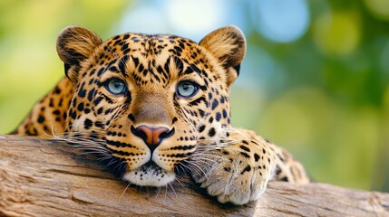 Obraz premium Majestic Leopard Observing Its Surroundings in a Natural Habitat