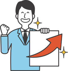 上昇矢印と男性