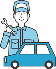 車の整備をする男性整備士