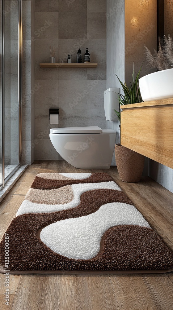 Aufkleber soft shaggy bathroom carpet with a unique abstract design adds warmth and sophistication to the spac
