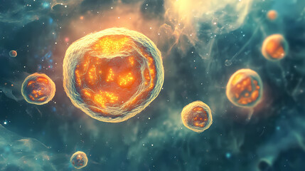 Abstract cosmic cell artistic depiction. Ancient Cosmic Beings. Illustration