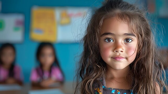 Tongan student wearing traditional ta ovala woven mat wrap uniform smiling happily while sitting in a diverse elementary school classroom setting
