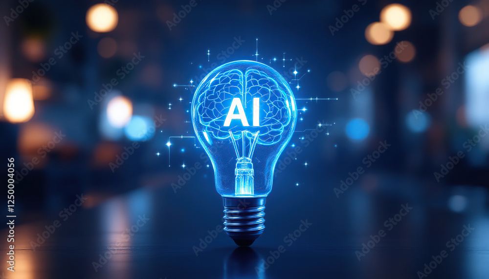 Aufkleber ai innovation brain inside lightbulb representing artificial intelligence