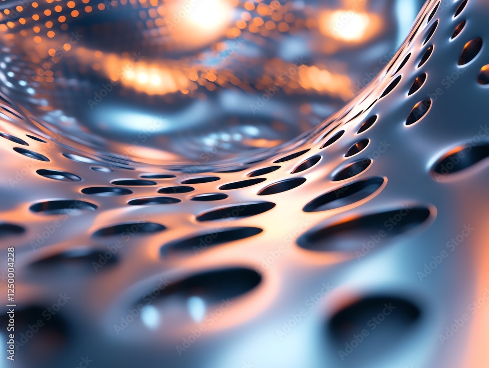 Poster intricate metallic structure with glowing patterns in a futuristic design