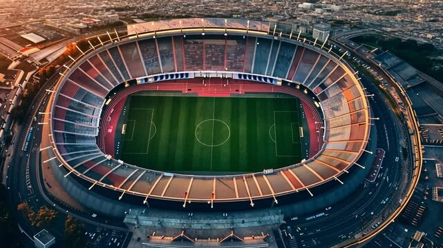 Aerial View of Stadium Footage 4K