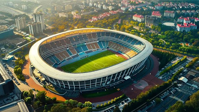 Aerial View of Stadium Footage 4K