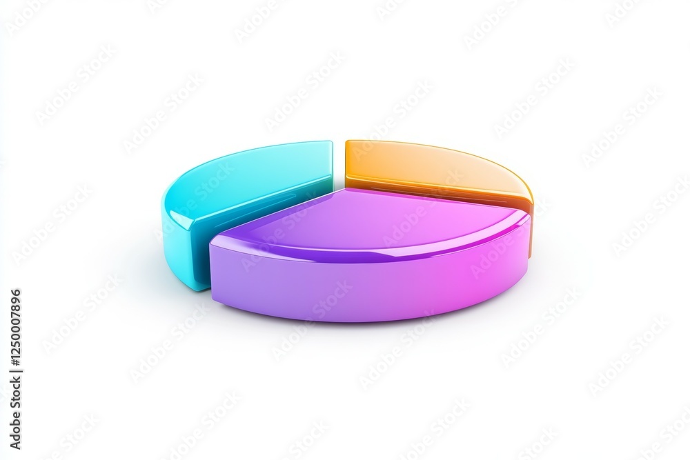 Poster colorful pie chart is shown with three different colored sections