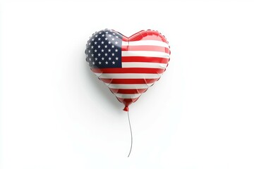 Heart shaped balloon with the American flag on it