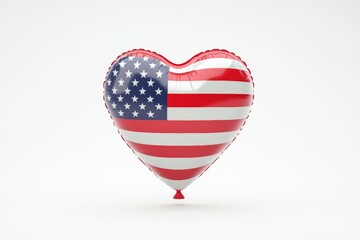 Heart made of a balloon with the American flag in the middle