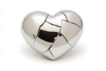 Silver heart with a crack in it