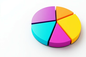 Fototapeta premium Colorful pie chart is divided into five pieces