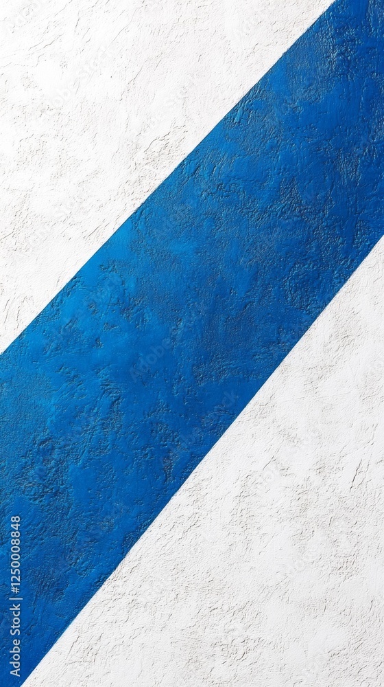 Poster this artwork showcases a minimalist style with a vivid blue diagonal stripe set against a bright whi