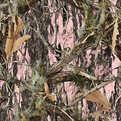 Pink Oak Tree Bark, Mossy Oak Tree with Oak Leaves Foliage Camo Seamless Pattern Texture