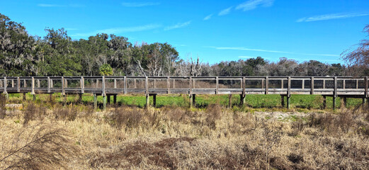 Obraz premium Walking bridge over a marsh