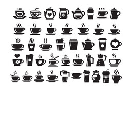 Diverse Coffee and Tea Icons Set
