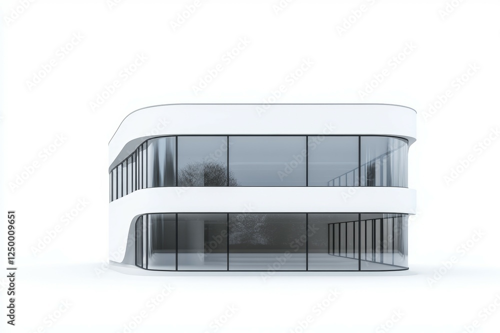 Poster large building with a curved facade and many windows