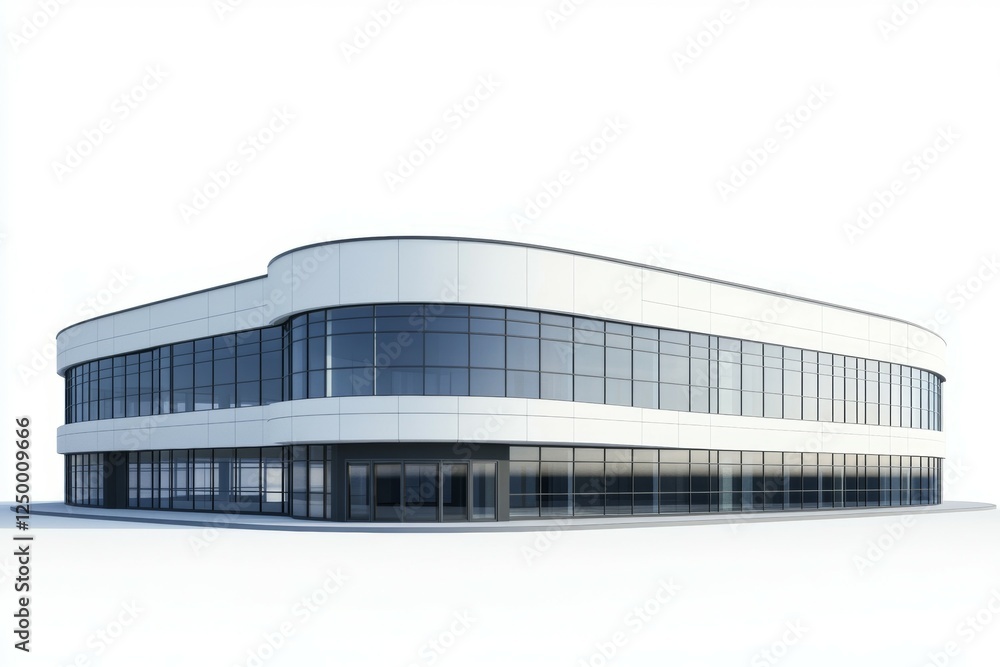 Poster large building with a lot of windows and a curved design