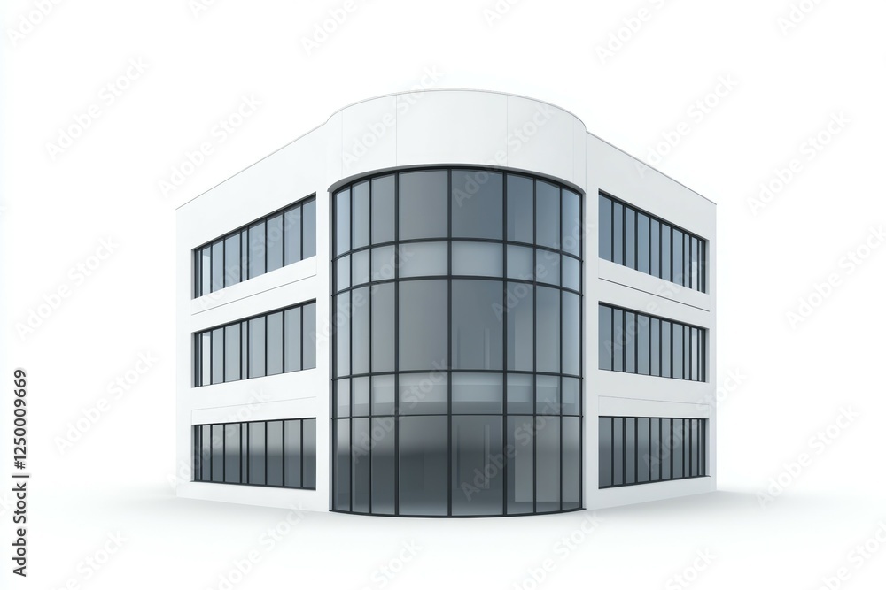 Poster large building with a curved facade and many windows