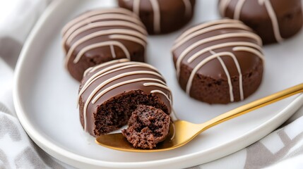 Several small round chocolate cakes, Generative AI