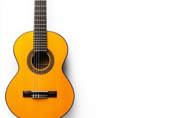 Obraz premium Yellow guitar is on a white background