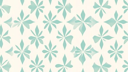 Pastel teal floral pattern on white background.