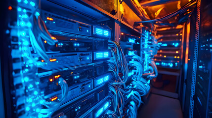 Fototapeta premium Server Room Parts Wire