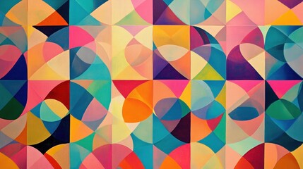 Abstract geometric art with vibrant colors and overlapping shapes.