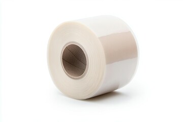 Roll of white tape is sitting on a white background