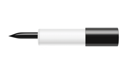 Sleek Black and White Pen Mockup for Branding on transparent background