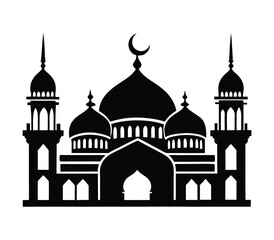 A graceful Islamic mosque shadow illustration for festive card ornamentation.
