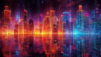 Fototapeta premium 未来的なホログラフィック都市風景4