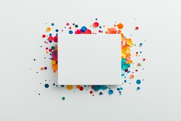 White piece of paper with a colorful background
