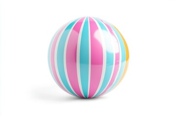 Obraz premium Pink, blue, and yellow beach ball with stripes
