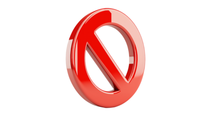 Prohibition Sign Red Circle with Cross Graphic Design on transparent background