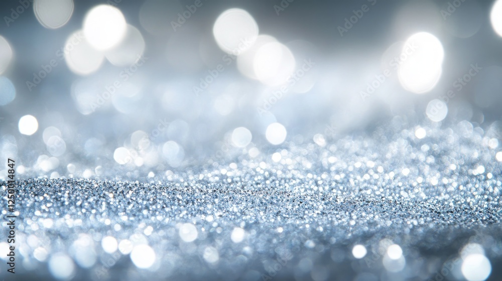Poster sparkling silver glitter background with soft bokeh effect